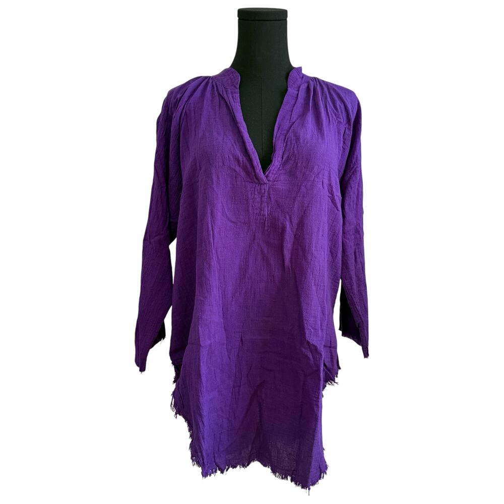 NEW Love TanJane Cotton Gauze Popover Peasant Top Plum Purple USA Boho Small